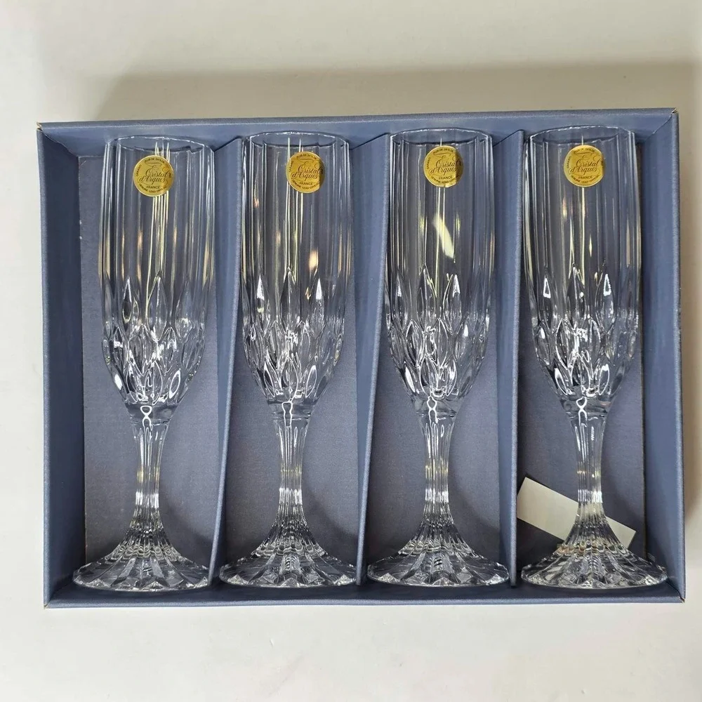 Cristal d'Arques Bretagne Crystal Champagne Flutes 8 1/8
